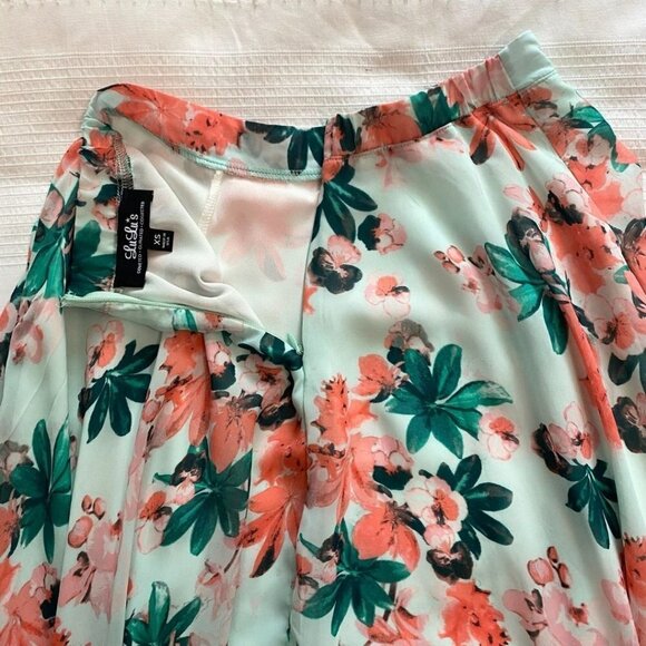 LULUS MINT CORAL FLORAL HIGH RISE MAXI CHIFFON SKIRT - XS - Picture 8 of 9